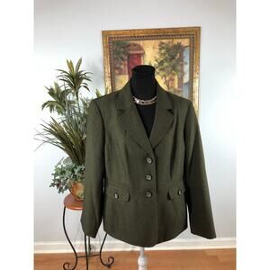 Jones Wear Suit Women Size 16 Gray Lapel Notch Collar Pocket Long Sleeve Preppy